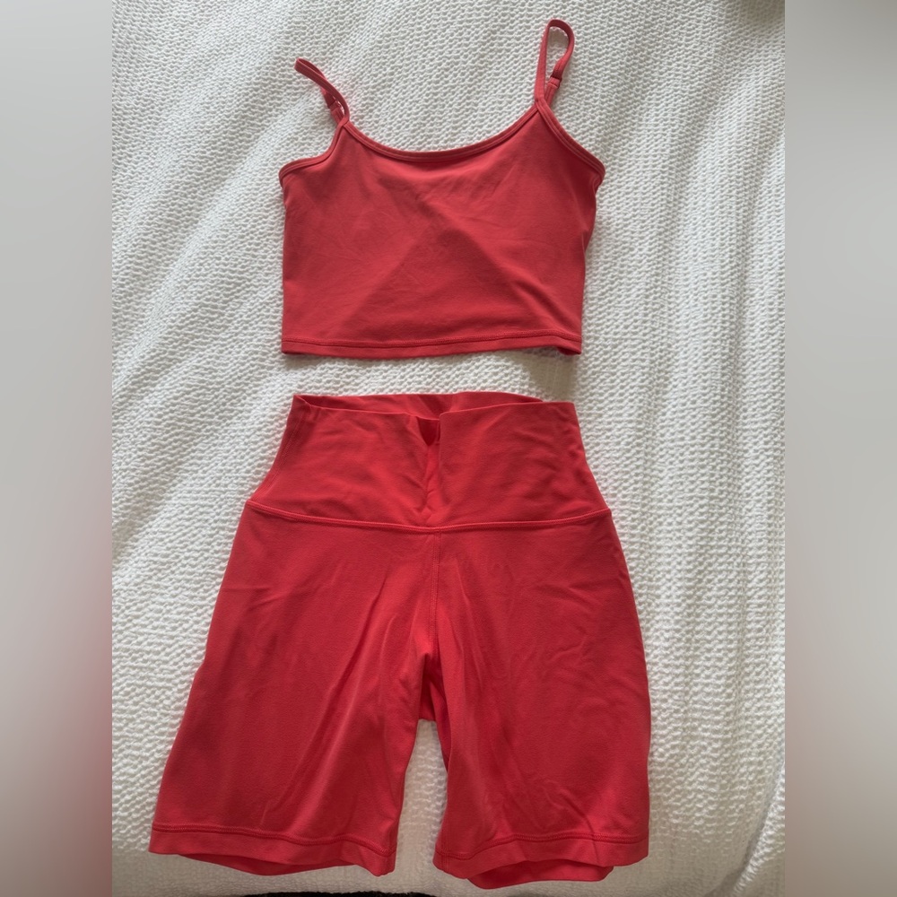 Aritzia Butter Work Out set in Cherry Red